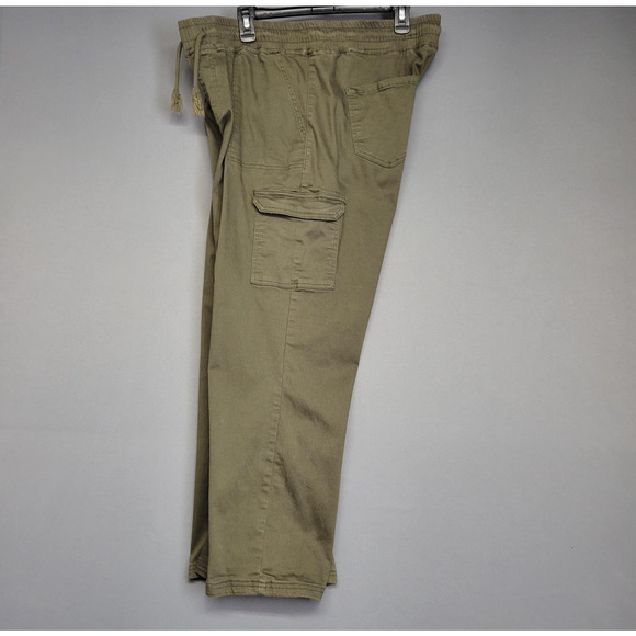 Sandpiper Pants Womens 22W Green Cargo Elastic Waist Drawstring Cotton Utility - Picture 6 of 16